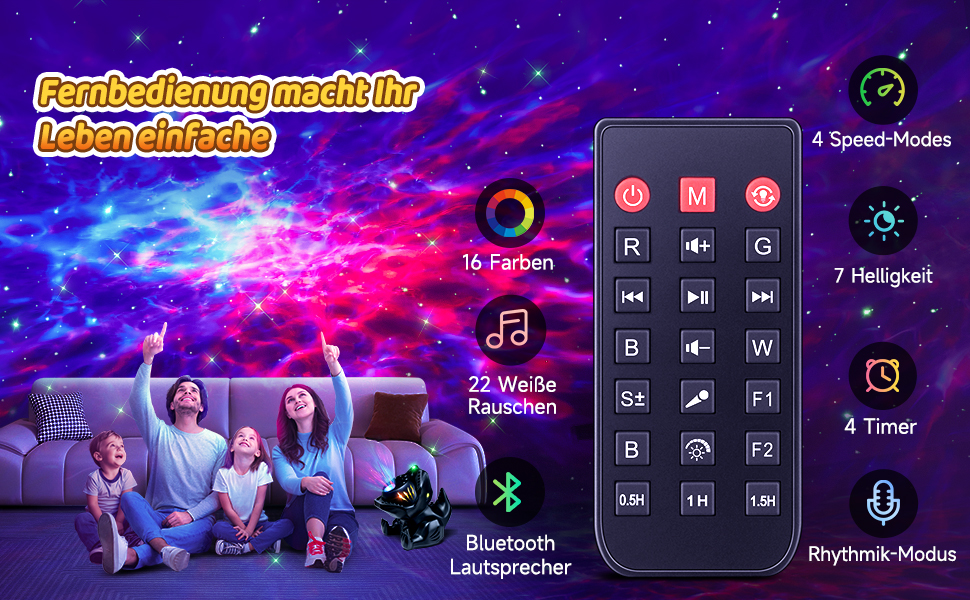 Проєктор зоряного неба Динозавр One Fire з Bluetooth, 144 режими, нічник для дітей з пультом, новорічний декор