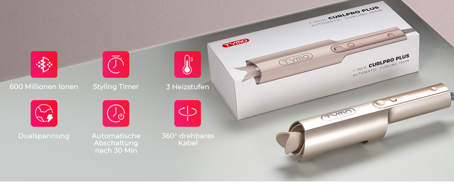Автоматичний локшик TYMO Curlpro Plus 25mm: великі локони, захист від опіків, для довгих волосся