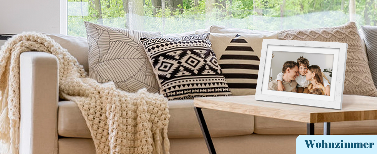 Цифровий фоторамка Eptusmey 10.1 дюймів з Wi-Fi, дуб, 32GB, IPS Touchscreen, відтворення фото/відео через Uhale APP, подарунок для чоловіків та жінок, білий