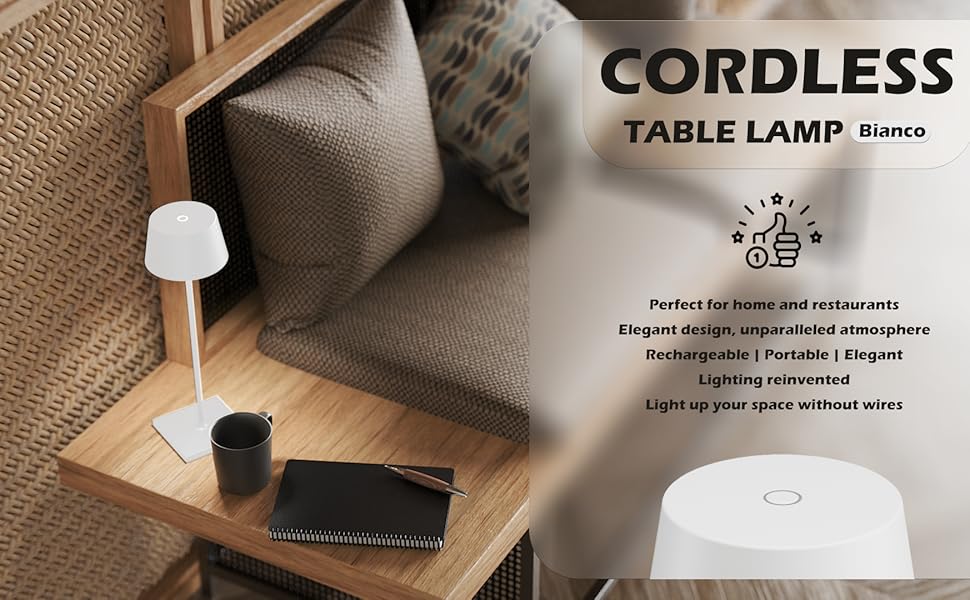 LED настільна лампа Palmina 842 з димуванням, акумулятор 4400mAh, IP54, для дому та саду, 1 шт. (білий)