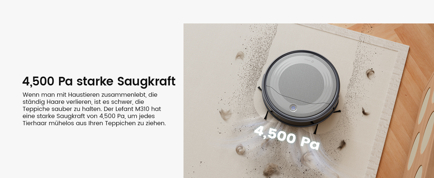 Робот-пилосос LEFANT M310G: 2200Pa, керування через додаток, тиха робота, сумісний з Alexa, для тварин та твердих поверхонь