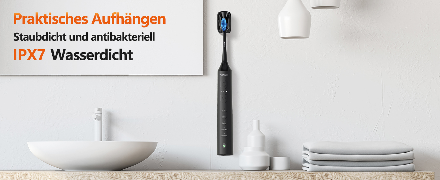 Електрична звукова зубна щітка Ritter - 5 режимів, 40000VPM, IPX7, акумулятор до 90 днів, таймер, чорний