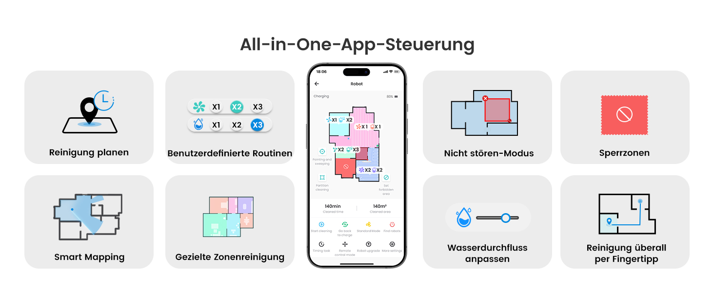 Робот-пилосос Lefant M3 з функцією миття, 12000Pa, LiDAR-навігація, білий
