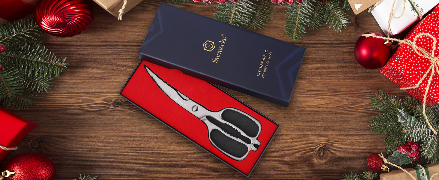 Кухонні ножиці Sunnecko 8 дюймів (20 см) - універсальні, з подрібнювачем горіхів, з ергономічною ручкою, знімні леза, з нержавіючої сталі