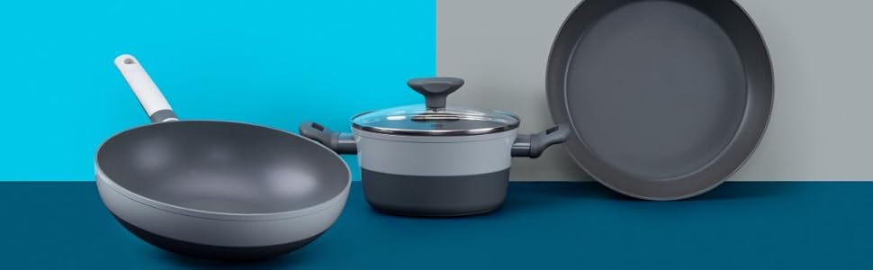 Wok 28 см з антипригарним покриттям Tasty, з нержавіючої сталі, індукційний, з м'яким дотиком