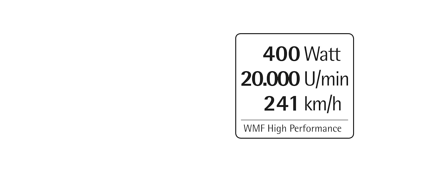 Міні-блендер WMF Küchenminis, 400 Вт, скляна чаша 0,8 л, компактний стаціонарний міксер, імпульсний режим, матова нержавіюча сталь Cromargan