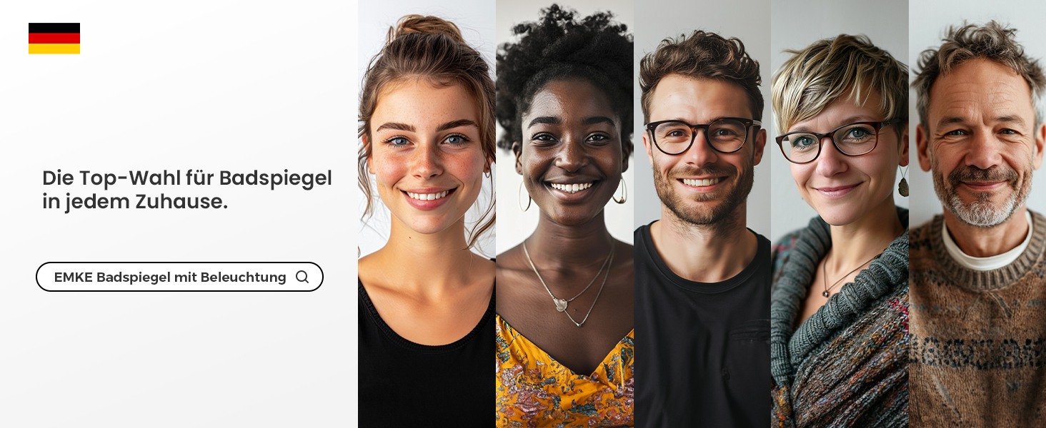 Дзеркало для ванної кімнати EMKE® з підсвічуванням 80x60 см, тепле біле світло 3000K, вимикач, вертикальна/горизонтальна установка, IP44, енергозберігаюче