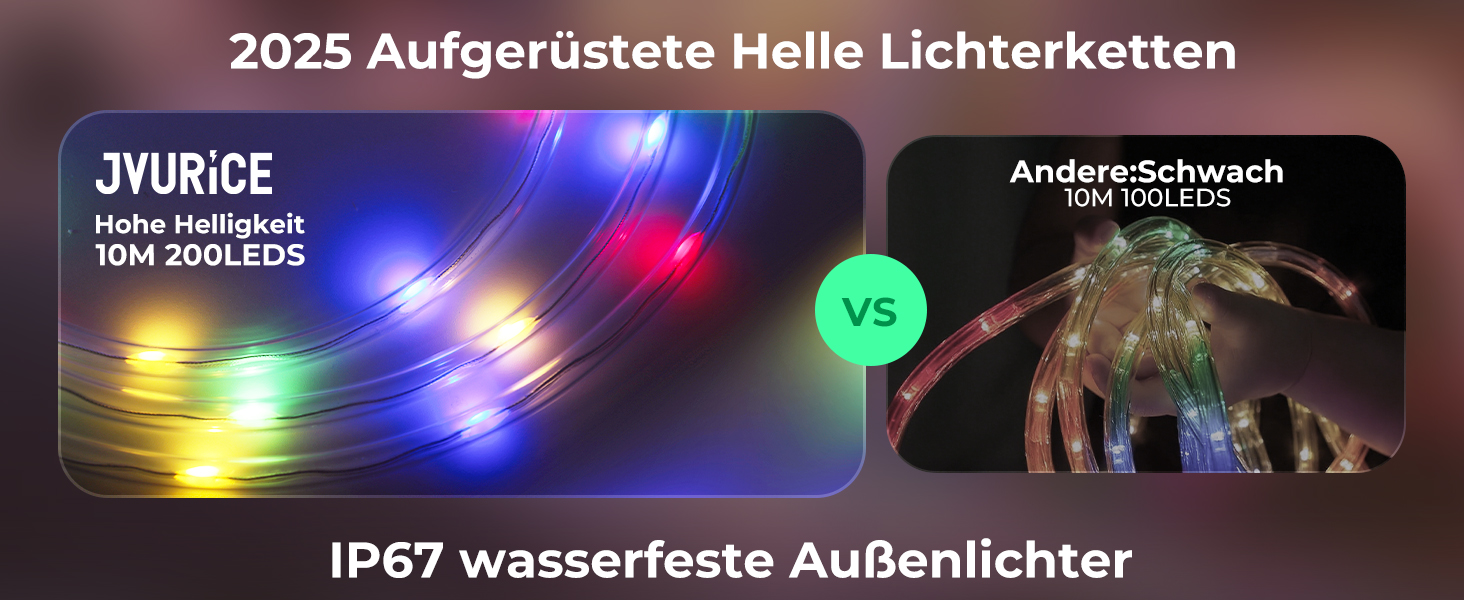 LED гірлянда для декорування: 24 лампочки, 12 м, RGB, тепле біле світло, 8 режимів, таймер, димування. Підходить для дому, саду, балкону, вечірки, весілля, святкування Різдва.