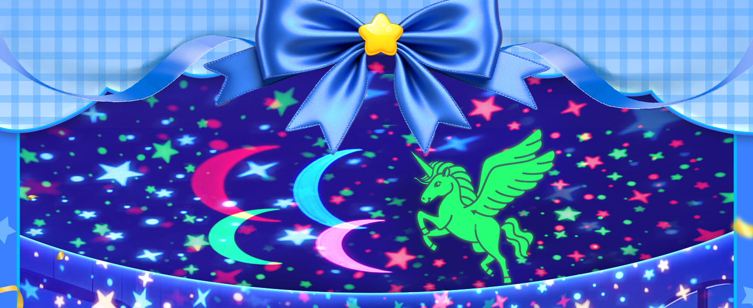 Проєктор зоряного неба One Fire Sternenhimmel для дітей: 96 режимів + 6 фільмів, нічник, обертання 360°, єдиноріг, пульт, 1-9 років, декор кімнати