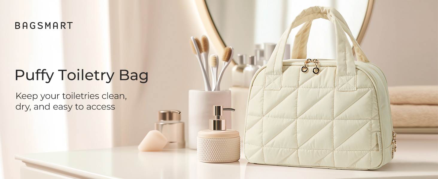 Сумка для косметики BAGSMART для жінок, велика дорожня косметичка, об'ємна косметична сумка, сумка для макіяжу та косметики з ручкою, чорна