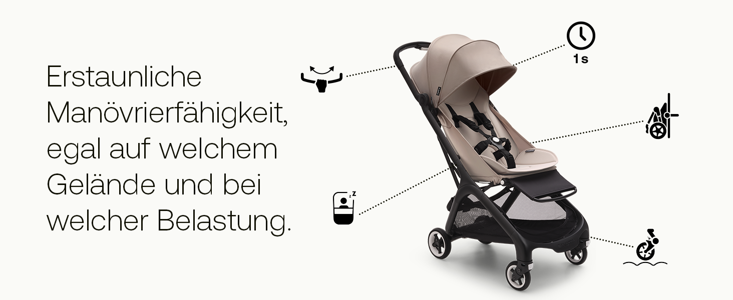 Bugaboo Butterfly: ультракомпактна коляска для подорожей, легка та зручна, складається однією рукою, для дітей від 6 місяців, з великим багажником (Desert Taupe)