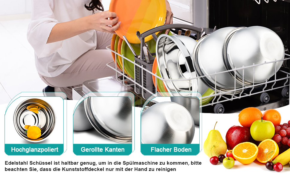 Набір мисок Homikit з нержавіючої сталі, 7 шт. з кришкою, для приготування, випічки та сервірування