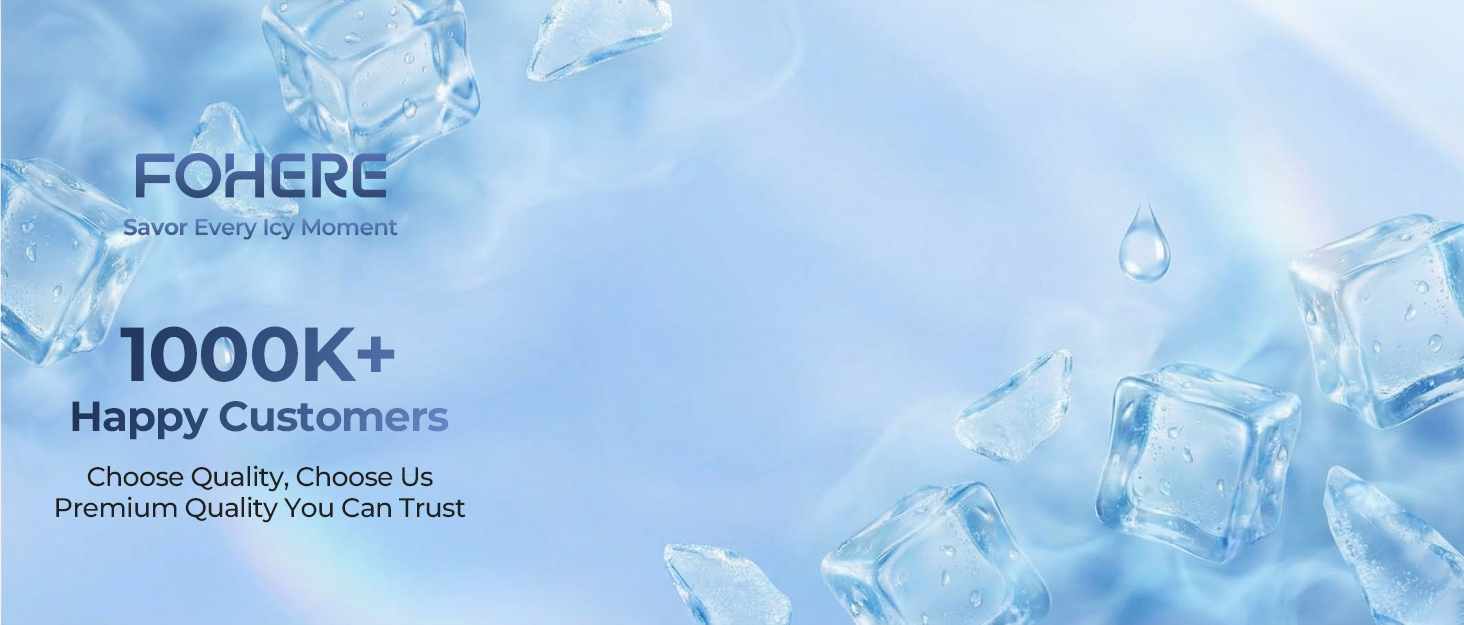 Льодогенератор Fohere портативний самоочисний, 14 кг/24 год, 2 розміри льоду, компактний, чорний - для дому, бару, офісу, кемпінгу