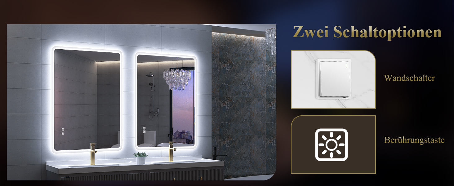 Дзеркало для ванної кімнати S'bagno з підсвічуванням 80x60 см, Bluetooth, 5x лупа, протитуманне покриття, 3 кольори, регулювання яскравості, пам'ять налаштувань, загартоване скло, IP44 вологостійкість, горизонтальне/вертикальне встановлення