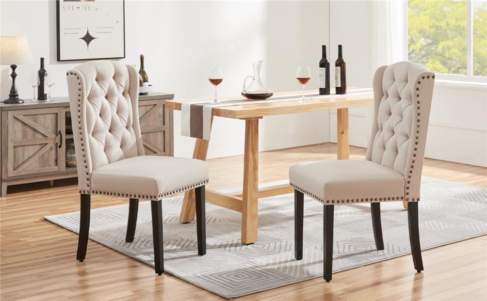 Набір з 4 кухонних стільців Yaheetech з м'яким сидінням та спинкою, бежевий (до 140 кг)