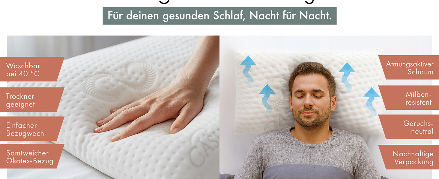 Ортопедична подушка Blumtal з Memory Foam для підтримки шиї, 70x36x11 см, знімний чохол, сертифікат Oeko-TEX®