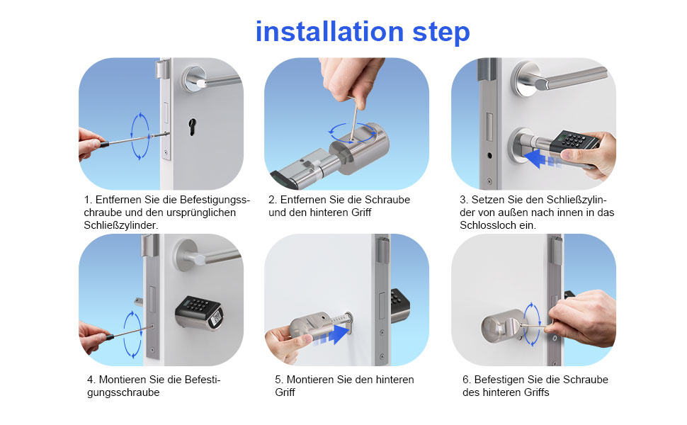 Електронний дверний замок WELOCK з PIN-кодом, Bluetooth і додатком, водонепроникний, для дверей товщиною 50-100 мм