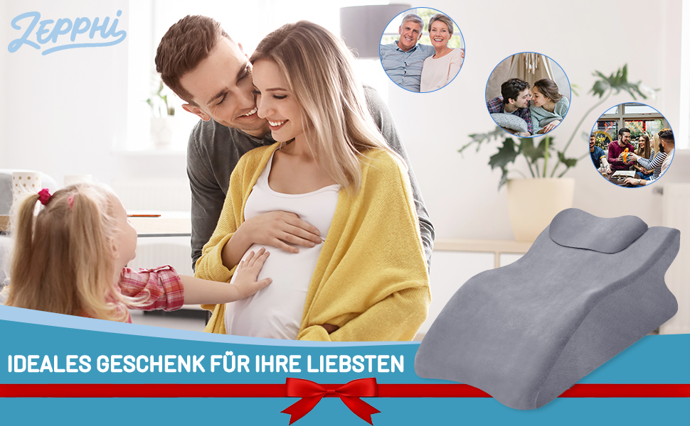 Ортопедична подушка Zepphi для ніг та спини з Memory Foam - для комфортного сну та відпочинку вдома (сіра)