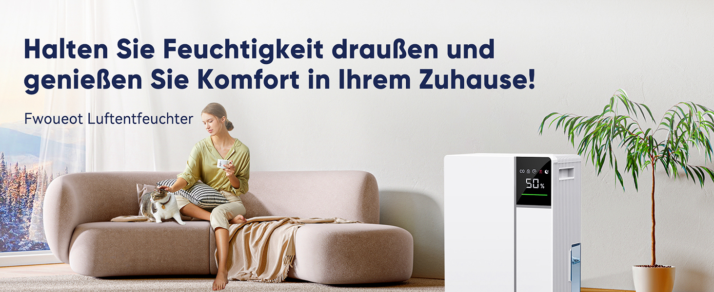 Електричний осушувач повітря Fwoueot 16L/24h для дому: осушувач з компресором, 16л/24г, для приміщень до 45м², автоматичне відтанення, 3 режими, таймер 24г, великий бак 2л, з колесами, для спальні