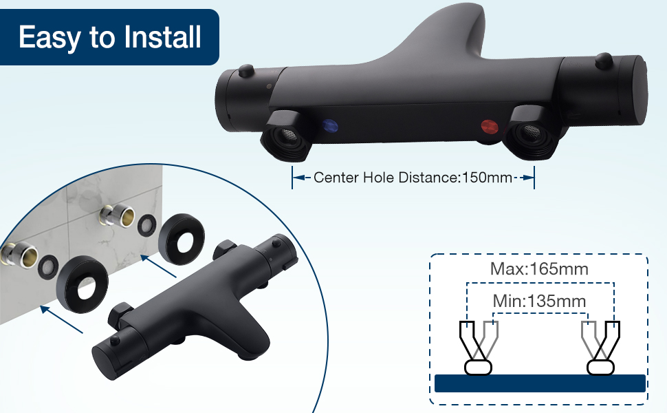 Змішувач для ванни з термостатом, дощова лійка для душу, хром. Змішувач для ванни з термостатом для 2 споживачів