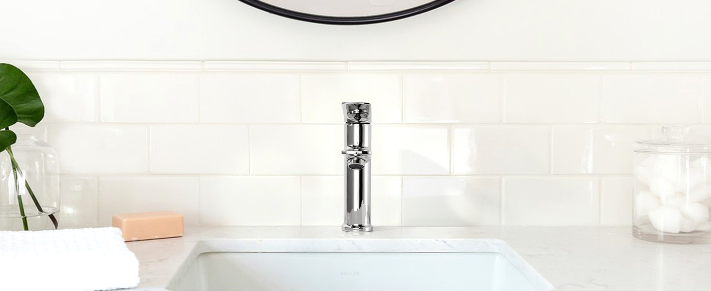 Змішувач для ванної кімнати, однорідний змішувач для раковини, хром, високий тиск, висота виливу 104 мм