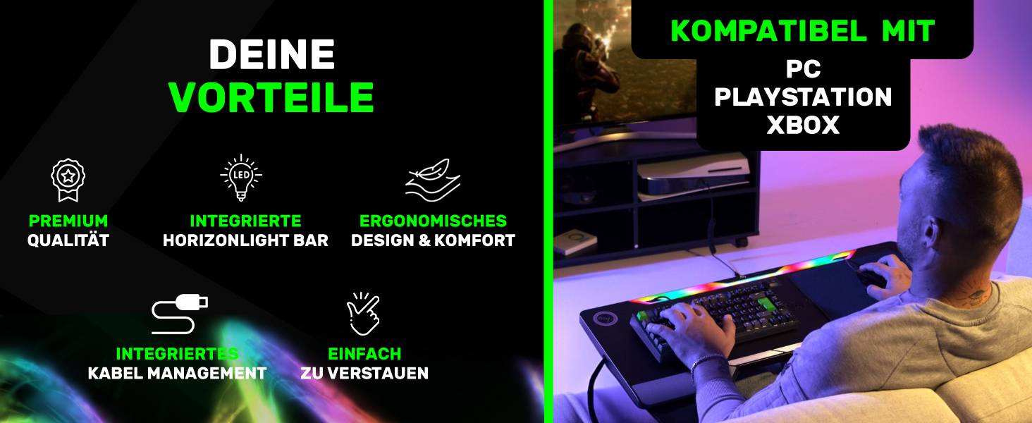 Couchmaster CYCON³: Ергономічний стіл для ноутбука для дивану, софи та ліжка з USB хабом (Чорний)