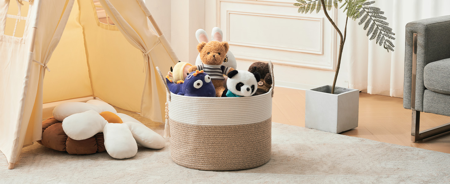 YOUDENOVA Плетіний кошик для білизни великий 65л, кошик для зберігання, кошик для ковдр, іграшок, для вітальні, дитячої кімнати, коричневий 50x33 см