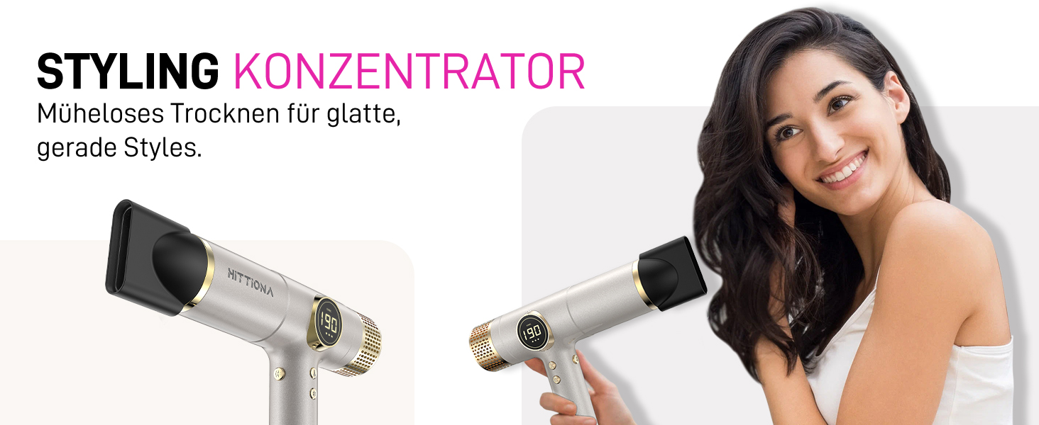 Іонічний дорожній фен HITTIONA 3 в 1 з диффузором, золото: швидке сушіння, подвійна напруга (100-240V), низький рівень шуму