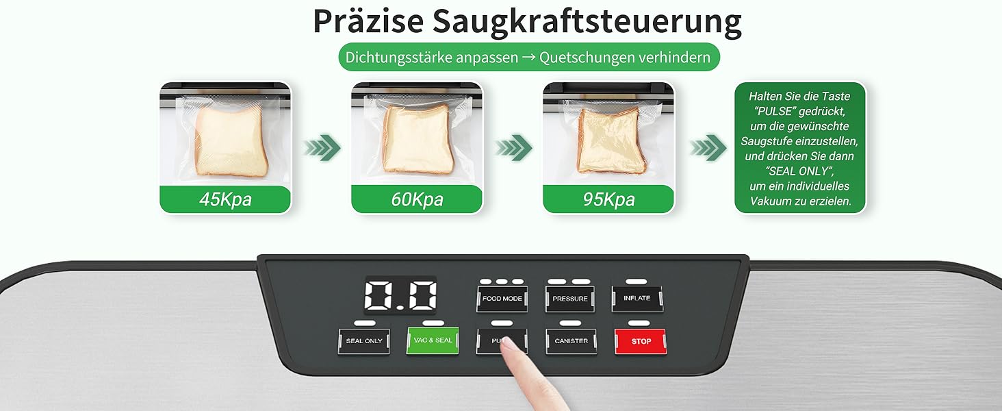 Вакууматор 10-в-1 для продуктів 95 кПа, вакуумний пакувальник з подвійною термозаваркою, вбудованим ножем та відсіком для пакетів, сталевий корпус, комплект з 2 рулонами