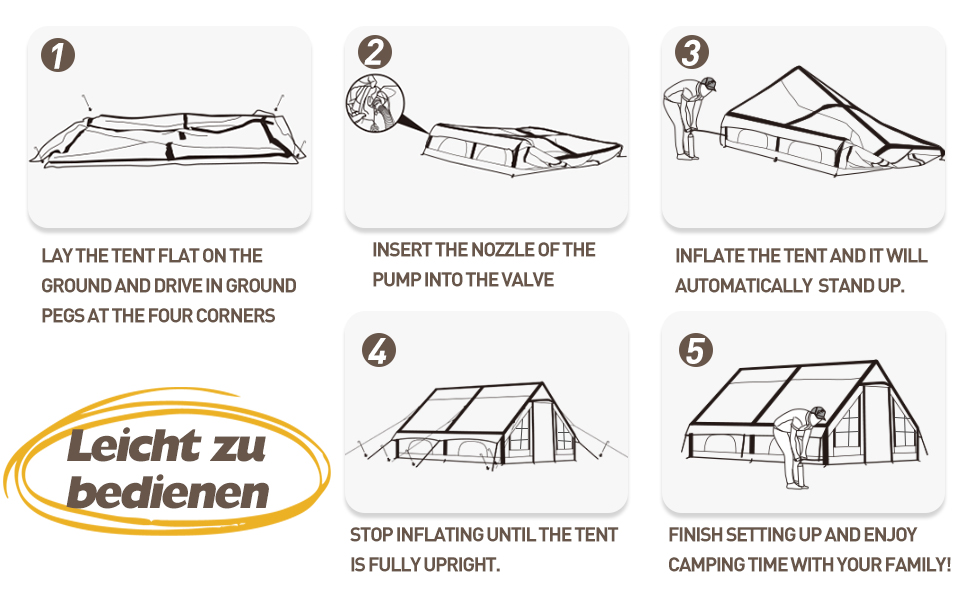 Надувний кемпінговий намет для 2-8 осіб 4 сезони Oxford, з повітряним насосом, швидке встановлення, водонепроникний, з отвором для димаря 300x210x200 см