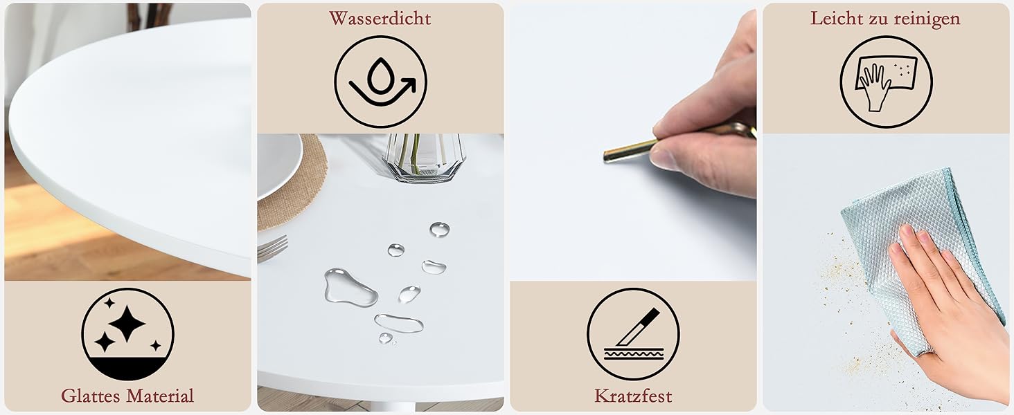 Круглий обідній стіл Cosy - компактний стіл для кухні, вітальні, офісу, 80x80x75 см, білий