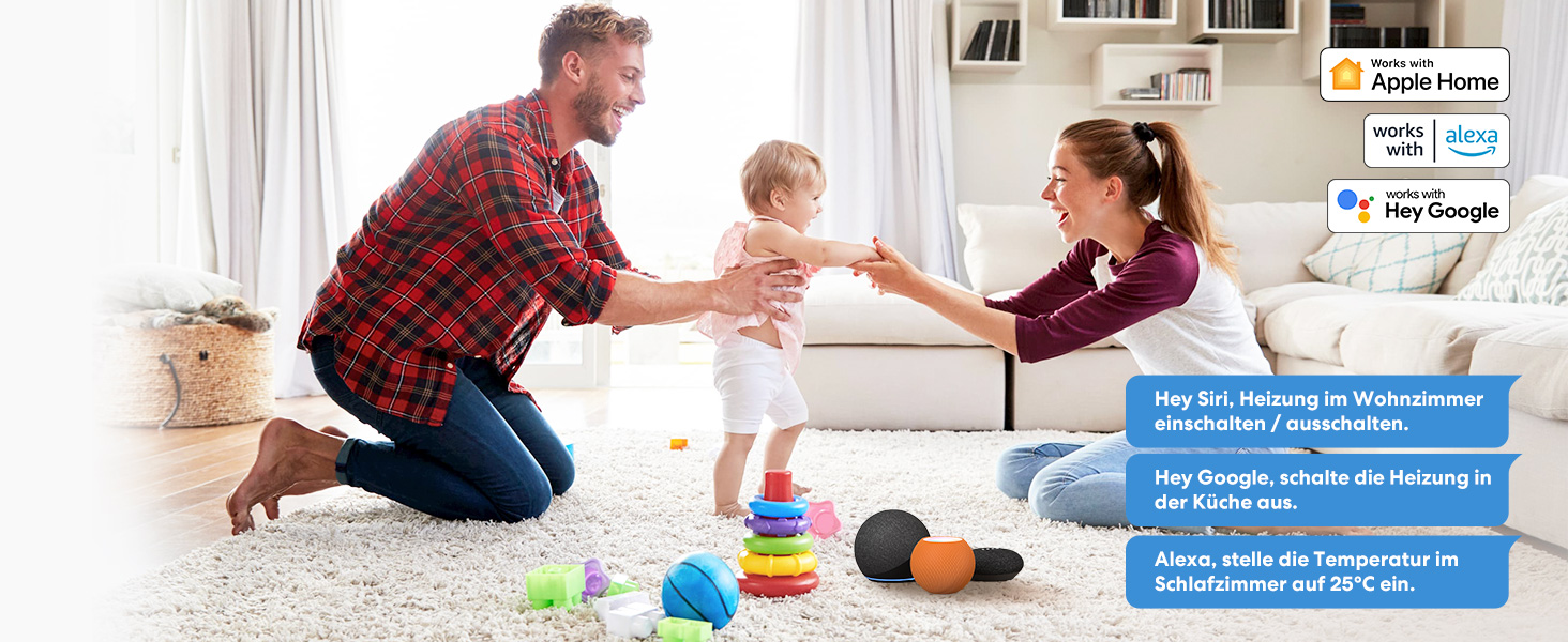 Meross Matter Термостат для радіатора Wi-Fi, сумісний з HomeKit, Alexa та Google Assistant (для опалення будинку/теплої підлоги)