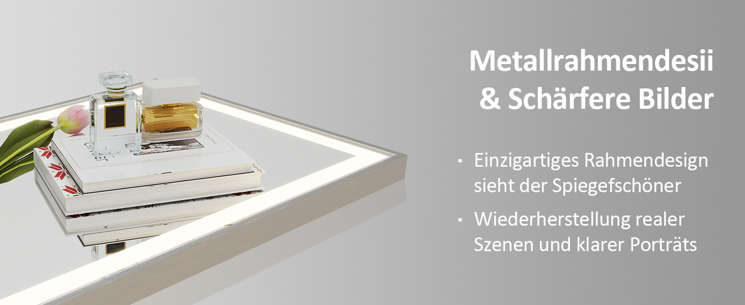 Дзеркало для ванної кімнати YOURLITE з підсвічуванням, 85x55 см, LED, сенсорне керування, 3 кольори світла, регулювання яскравості, антизапар, горизонтальне/вертикальне, IP44, білий (Silver-5070)