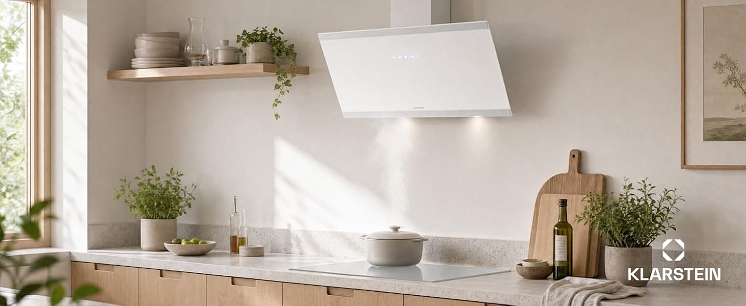 Витяжка кухонна Klarstein FlashLine 60, 60 см, чорна з міддю, продуктивність 524 м³/год, сенсорне керування, LED-підсвітка, клас A++, режим відведення та рециркуляції