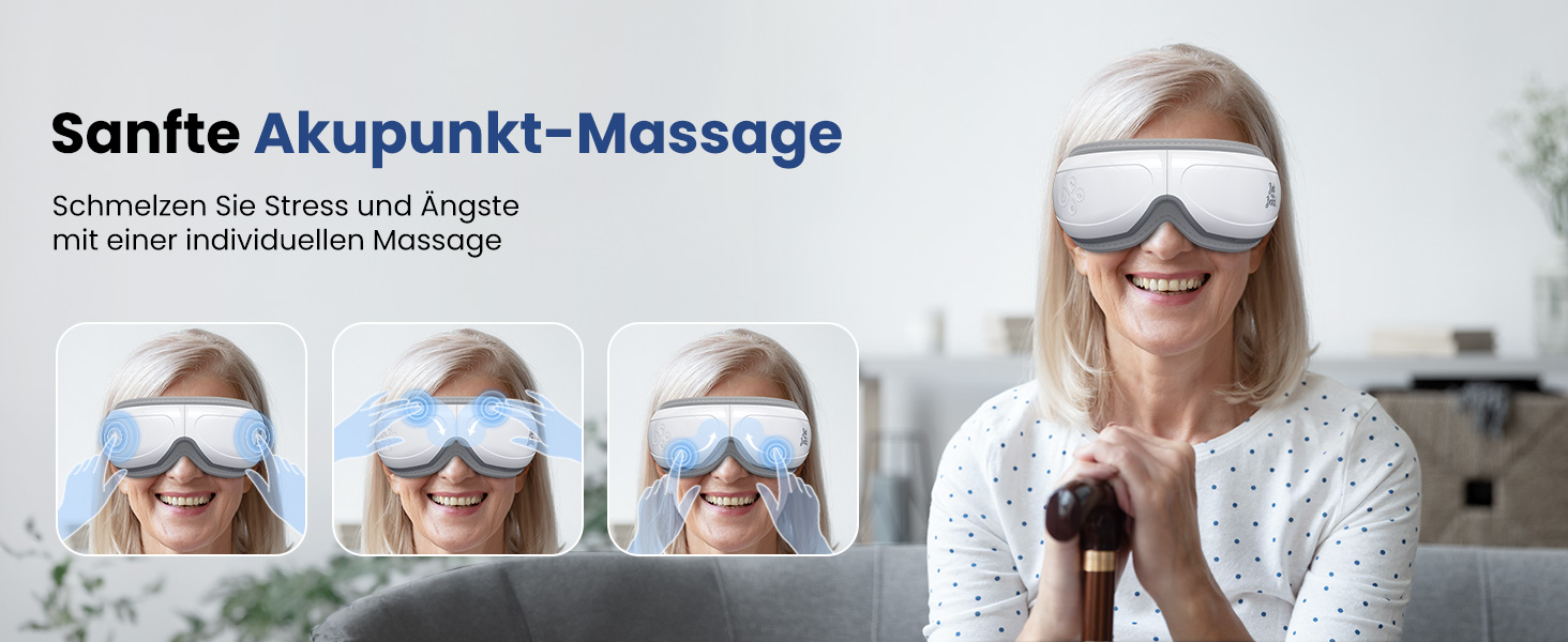 Масажер для очей Bob and Brad EyeOasis 2 з підігрівом, музикою та компресією. Електрична маска для очей для зняття темних кіл та сухості очей. Подарунок для чоловіків та жінок. Білий