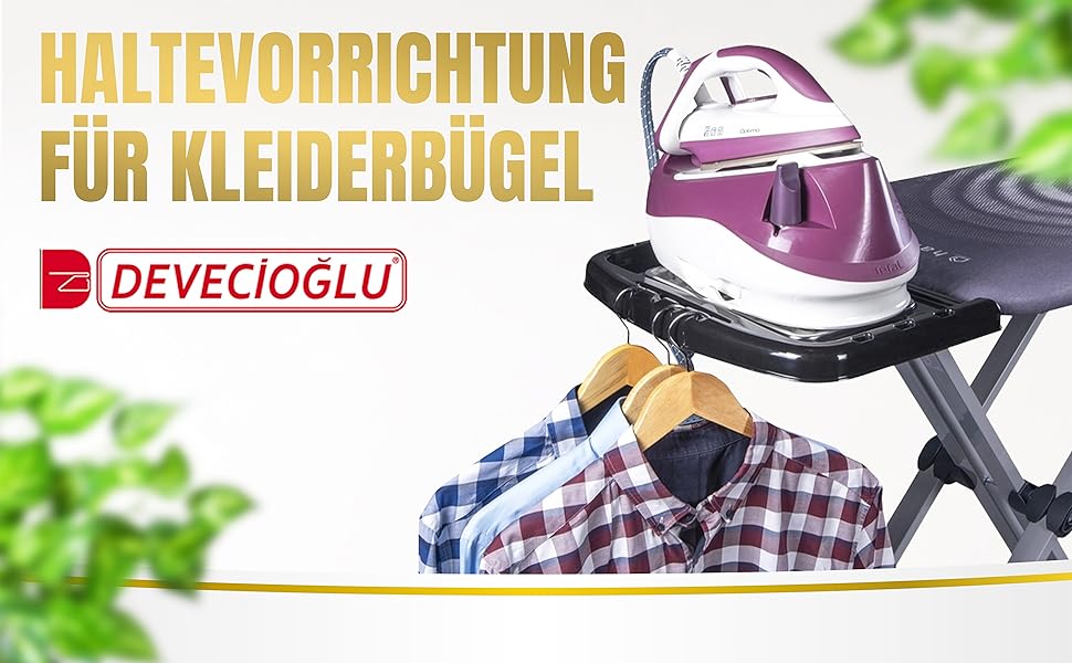 Прасувальна дошка DEVEÇİOĞLU 50-80 см з чохлом 36x114 см для парогенераторів, складна | Прасувальна дошка як стіл (Mm126)