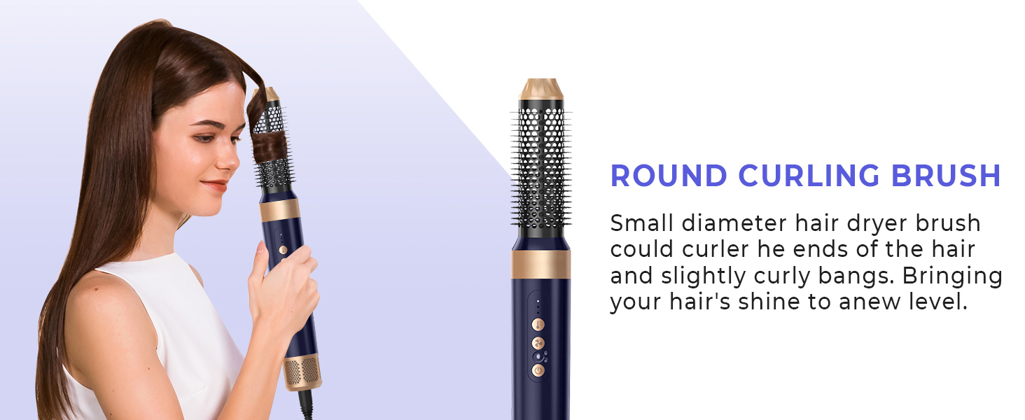 UKLISS Airstyler Pro 7-в-1: Фен-щітка з дифузором, 1400 Вт, 110000 об/хв для сушіння, завивки та випрямлення волосся (фіолетовий)