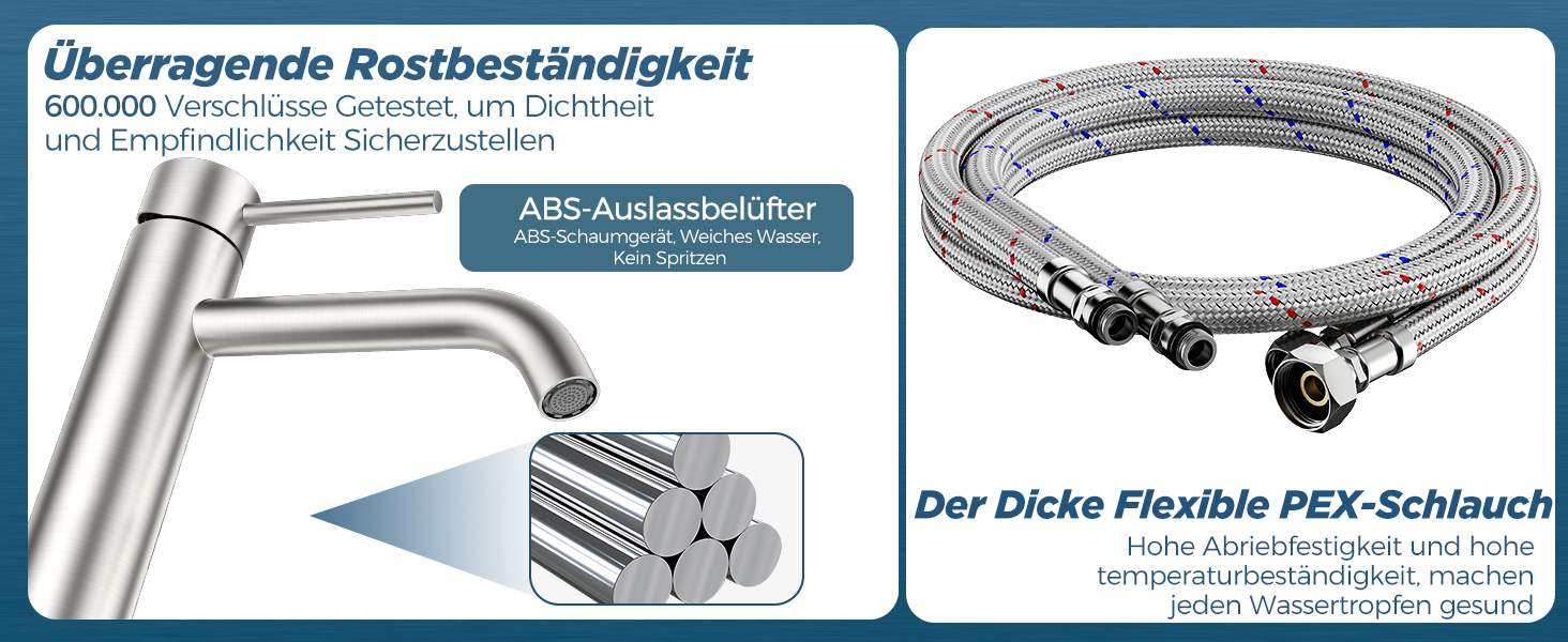 Змішувач для ванної кімнати FORIOUS з набором для зливу, чорний, висота виливу 190 мм, однорідний, для умивальника, нержавіюча сталь