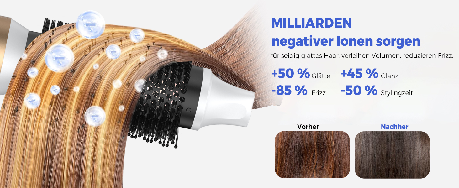 UMIGA Airstyler 5-в-1: Фен-щітка, випрямляч, плойка, об'ємна щітка для волосся 1000W, 3 режими нагріву, рожево-білий