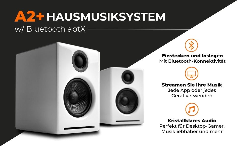 Бездротовий динамік Audioengine A2 HD, aptX HD Bluetooth, стерео 60 Вт (червоний, настільний комп'ютер)