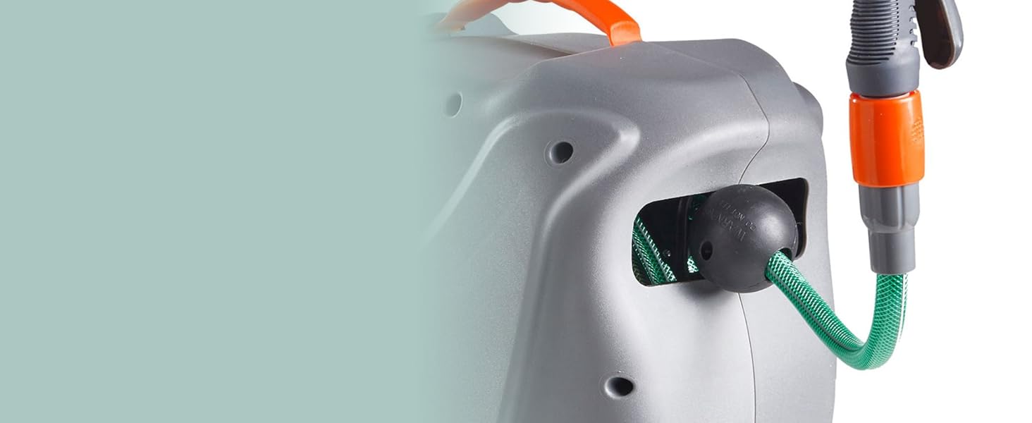 Шланговий барабан VonHaus 30м з автозмотуванням, поворотний на 180°, 8 функцій, пістолет для поливу