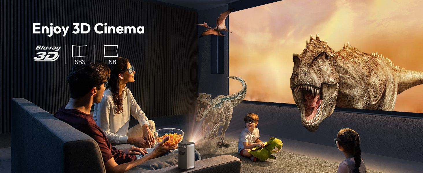 BYINTEK P70 Mini 3D проектор: портативний LED проектор з Wi-Fi, Android 9.0, підтримка 1080P/4K, акумулятор, сумка та штатив (сірий)