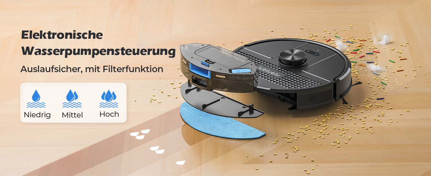 Робот-пилосос Lubluelu SL68 Plus 3-в-1 з функцією миття, 4500Pa, лазерна навігація, керування через додаток, 24 зони заборони для шерсті тварин, килим