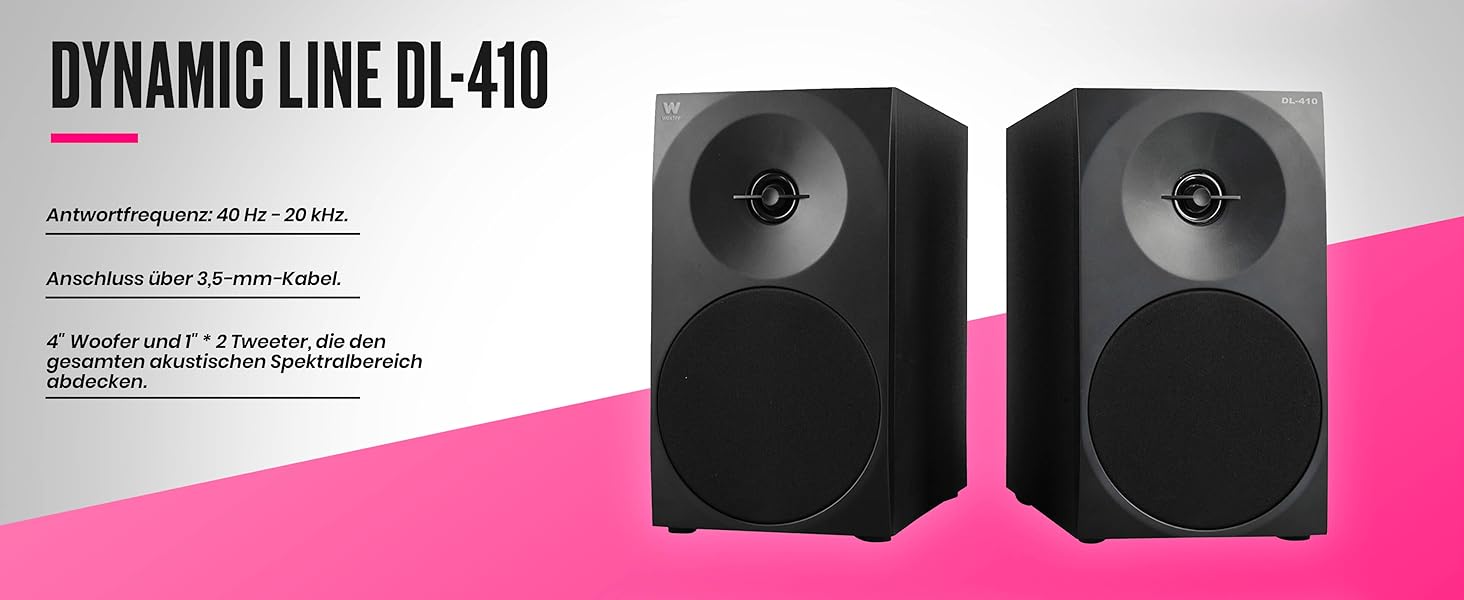 Акустична система Woxter Dynamic Line DL-410 BT: 150W, Bluetooth, дерево, сабвуфер, 4 вуфери, 2 твітери, 3.5mm, RCA, регулювання басів, висот та гучності, чорний колір