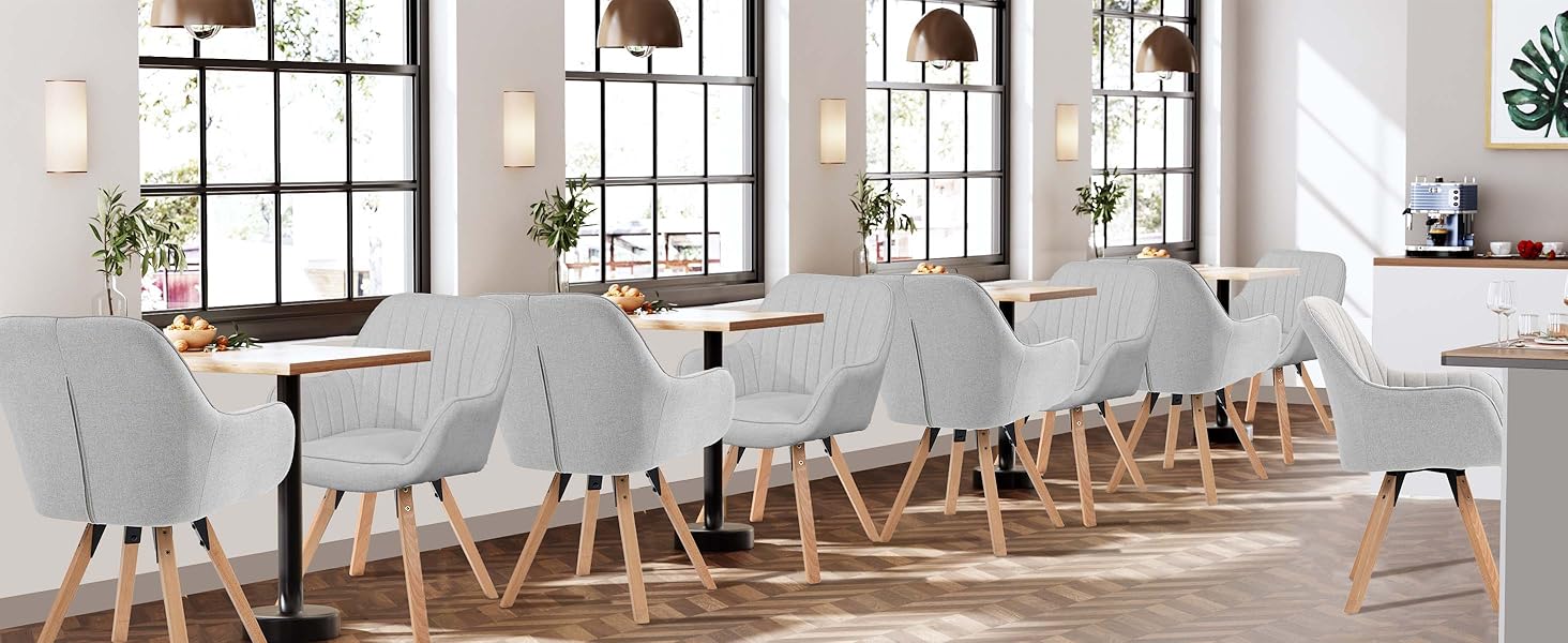 Крісло Cosy Ess для їдальні, обертове, 1 шт. – м'яке крісло для кухні, вітальні, кабінету з підлокітниками, з тканини, на масивних дерев'яних ніжках (Бежевий)