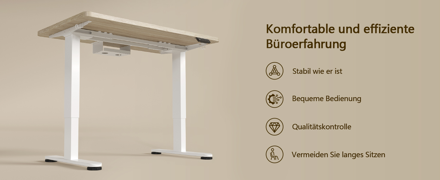 Регульований стіл, 160x80 см, електричний стоячий стіл з подвійним мотором, сенсорна панель, USB-A, кабелеуправління, стільниця 25 мм, ергономічний офісний стіл, білий