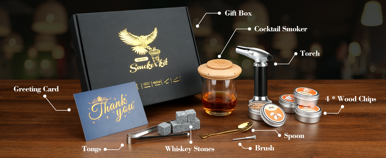 Набір для копчення коктейлів: 4 дерев'яні чіпси, аксесуар для віскі, коктейлів, кави, бурбону, м'яса