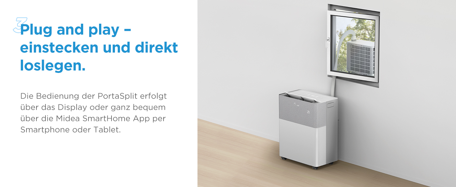 Мобільний кондиціонер Midea PortaSplit-E 12000 BTU (3.5 кВт), охолодження A++/обігрів A+, персиковий, до 42 м² - тихий режим 39 дБ