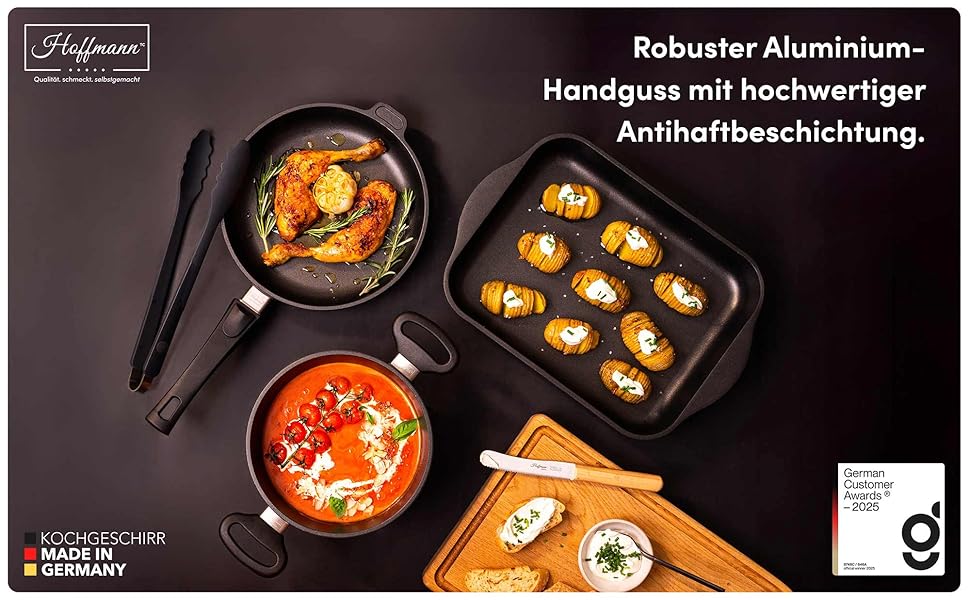 Сковорода для млинців Hoffmann Aluguss 28 см з антипригарним покриттям, Made in Germany, знімний ручка | Сковорода для оладок, яєць