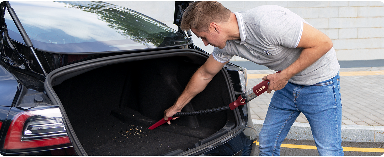 Акумуляторний автомобільний пилосос Fanttik Slim V8 APEX, портативний ручний міні-пилосос RobustClean™ 4-в-1, потужність всмоктування 19000 Па/45 AW, 2 режими роботи, для авто, офісу та клавіатур (Червоний)